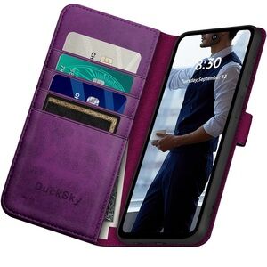 Purple Leather Wallet Phone Case for Samsung Galaxy S23